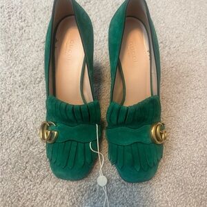 Gucci Women's Marmont Suede Loafer Heels
